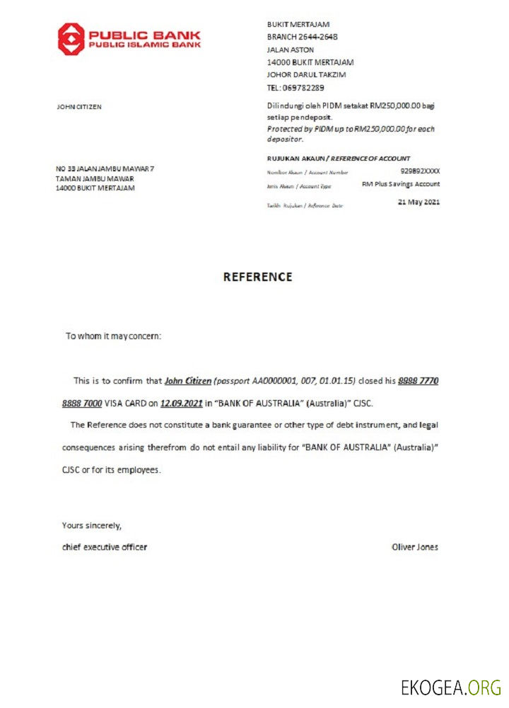 Malaisie , Public bank , closure référence